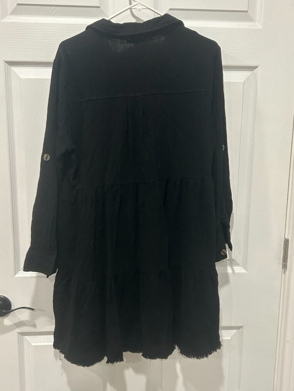 White Birch Women's Size Medium Linen Blend Black Button-Down Dress - Picture 2 of 6
